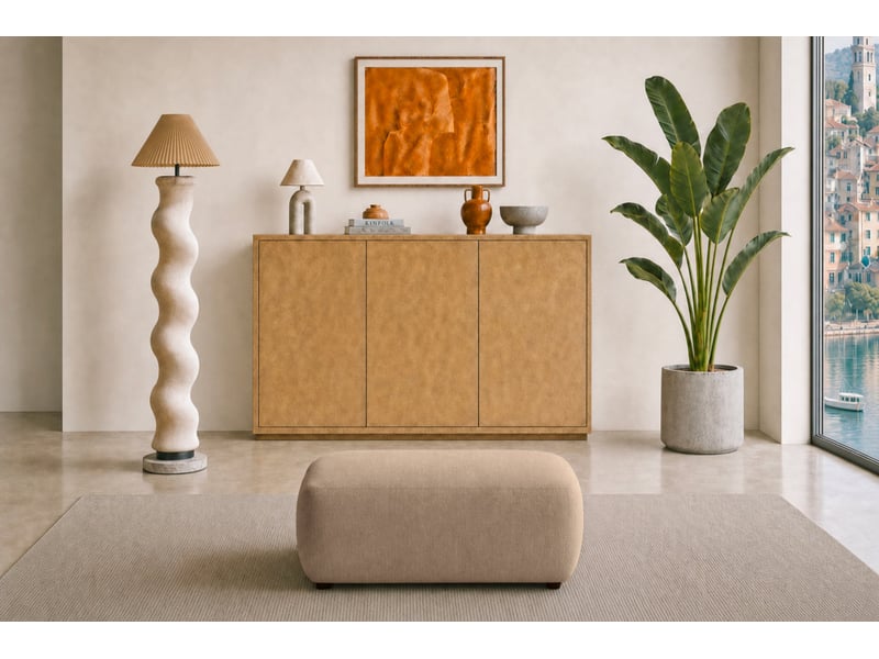  Portofino - pouf en tissu chenille café 105x57x40  - Conforama B