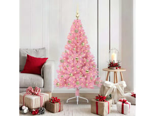 Sapin de noël artificiel, arbre de noël pré-éclairé rose 150 cm pvc shl790