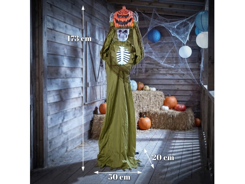Décoration halloween animée squelette citrouille 173 cm avec lumière et sons homvra - Conforama C