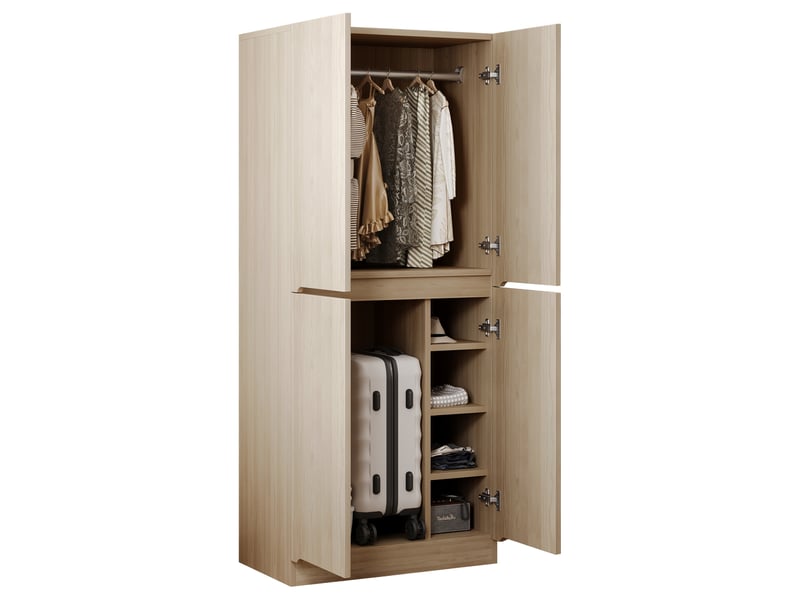  Armoire 4 porte(s) 0 tiroir(s) coloris naturel largeur 70 cm bois massif armoire naturel - Conforama A