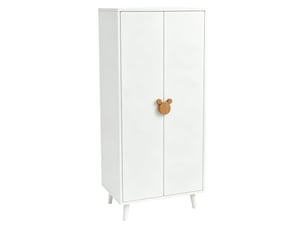 Armoire 70x55x170 cm à deux portes en mdf blanc avec grands rangements, poignées design et pieds surélevés