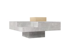 Table basse 72x72x30 cm boîte de rangement amovible panneau de particules gris béton et bois