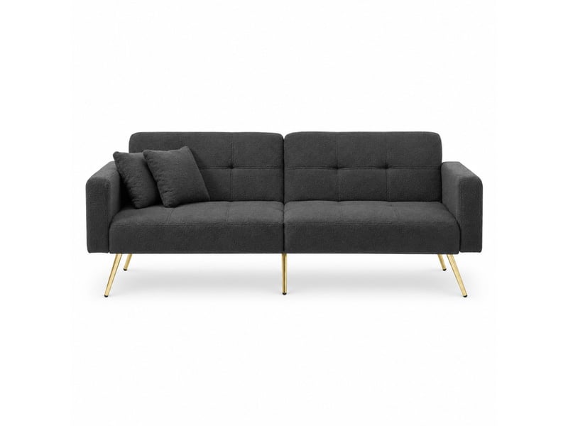  Canapé 2 places, avec couchage d'appoint, avec rangement intégré, avec rembourrage mousse, coloris gris antique, l175 x p64 x h72 cm  - Conforama A