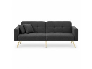 Canapé 2 places, avec couchage d'appoint, avec rangement intégré, avec rembourrage mousse, coloris gris antique, l175 x p64 x h72 cm