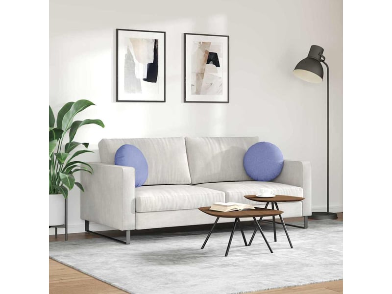  Lot de 2 coussins de siège, coussins décoratifs tissu bleu denim ø40 x 13 cm cf59768  - Conforama D