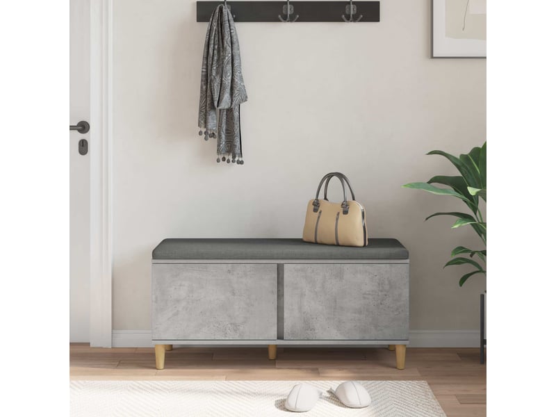  Banc d'entrée, banc interieur avec coussin gris béton 100x38x46 cm shl34703  - Conforama D