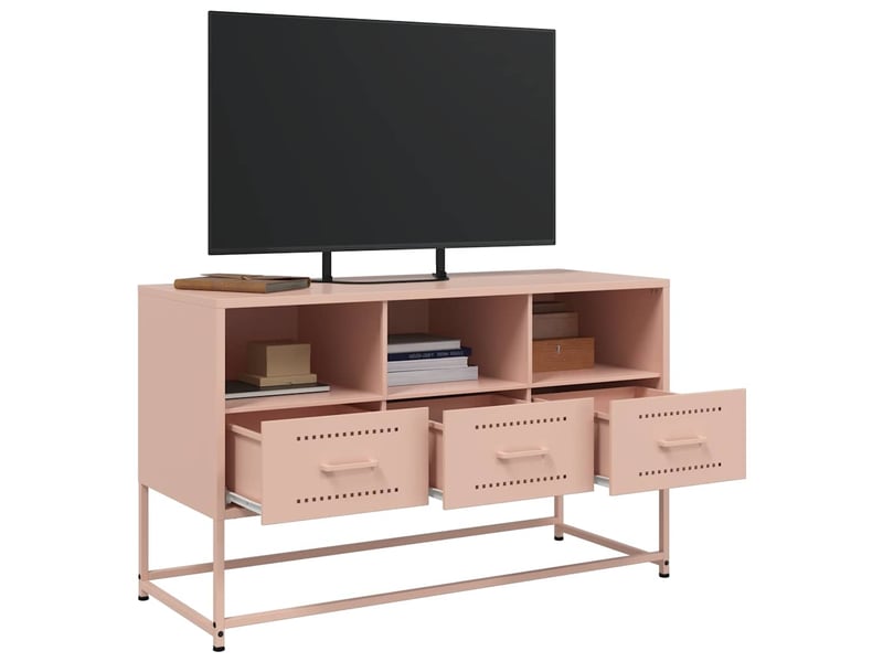  Meuble tv - banc tv - meuble de rangement rose 100,5x39x60,5 cm acier  - Conforama E
