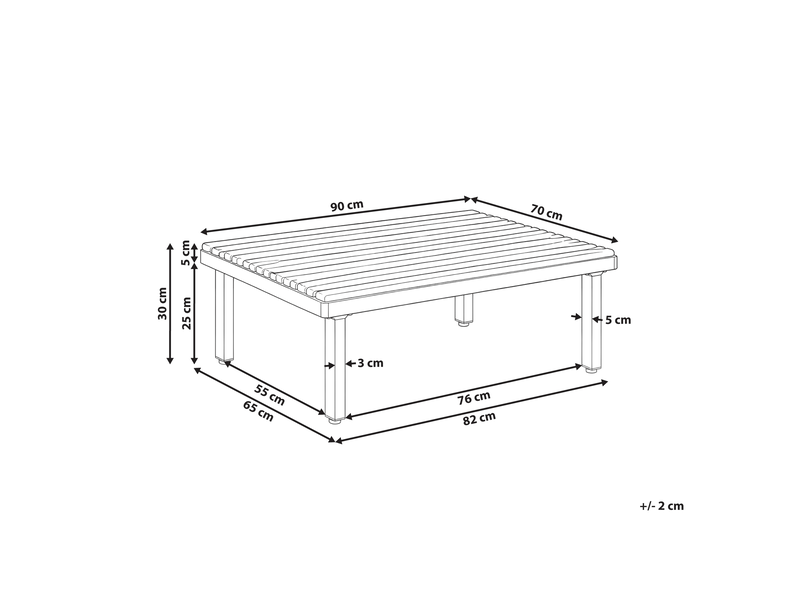  Table basse de jardin fivizzano 90 cm 70 cm acacia gris foncé  - Conforama C