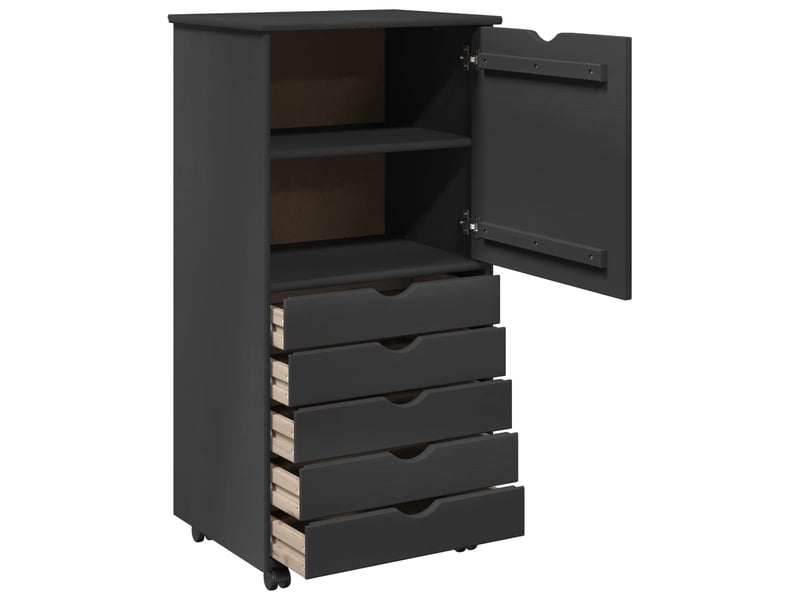  Caisson roulant de bureau, meuble de rangement 53 x 39 x 103 cm bois de pin massif gris  - Conforama D