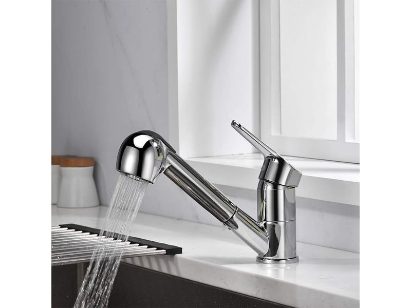  Robinet de cuisine avec douchette rotative 360° – chromé argent  - Conforama D