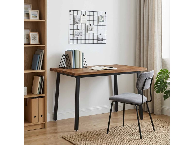  Table à manger moderne 120x70x75 cm bois d'acacia massif naturel et noir shl64244  - Conforama B