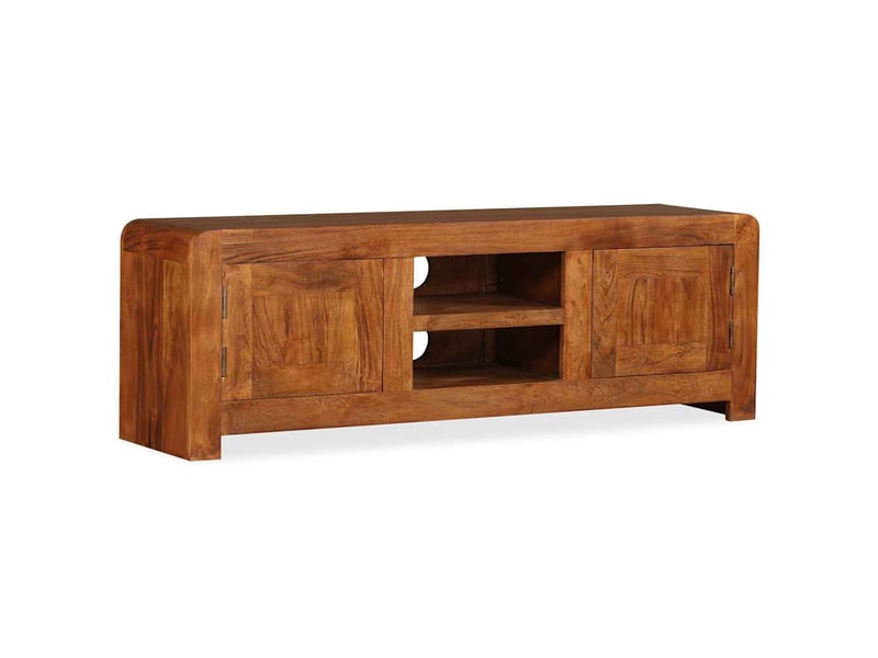 Meuble tv - banc tv - meuble de rangement bois massif avec finition miel 120 x 30 x 40 cm  - Conforama D