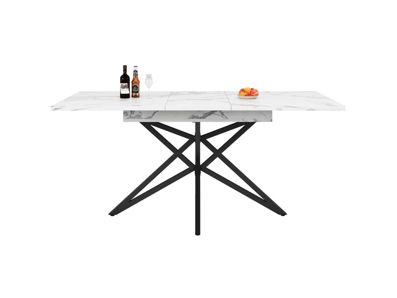  Table de salle à manger extensible 6 à 8 personnes en mdf et métal 120160×80×76 cm blanc  - Conforama A
