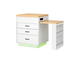 Table repas extensible mobile led mdf blanc 125 5 71 93 cm rangement cuisine salon homvra