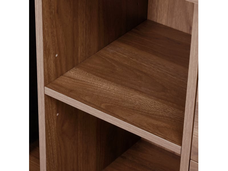 Buffet 140x40x79,5 cm 2 portes coulissantes 2 tiroirs mdf noyer - Conforama D