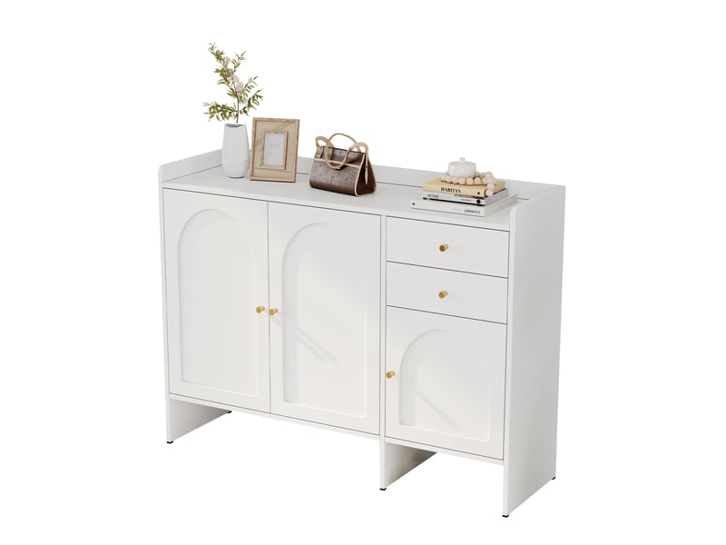  Meuble à chaussures 120x35x90 cm 3 portes 2 tiroirs mdf et panneau de particules blanc  - Conforama A