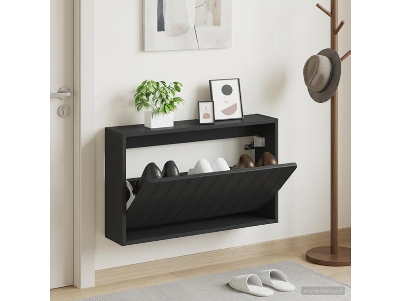  Meuble à chaussures mural, armoire à chaussures zwolle 71x17x43 cm noir  - Conforama B