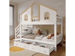 Lit superposé 2x90x200 cm <strong>OKMYHOME</strong>  <strong></strong> coloris bicolore