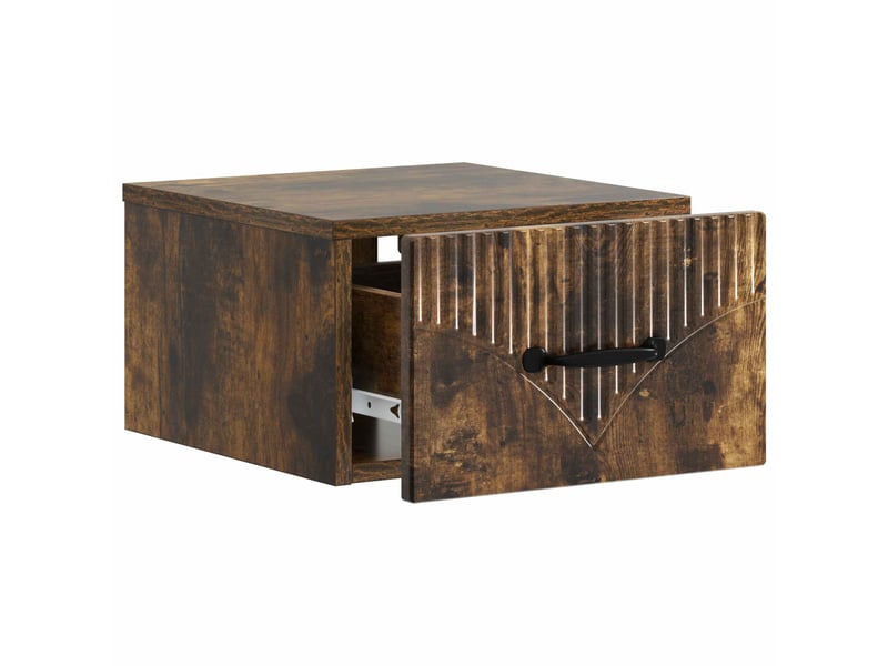  Table de chevet - cabinet de chevet - table de nuit mural chêne fumé 34,5 x 33 x 20 cm  - Conforama C