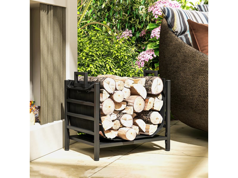  Porte-bûches intérieur avec sac amovible, métal noir, 49 x 34 x 44 cm, charge 50 kg  - Conforama D