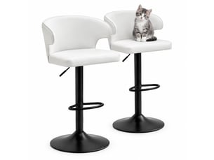 tabouret de bar assise réglable en hauteur <strong>OKWISH</strong> - blanc hauteur d'assise 61.5 cm vendu Par paire