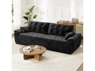 Canapé compressé modulable style nuage scandinave 275cm noir en chenille,mousse compressée haute densité,canapé doux pour salon