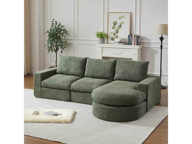  Canapé modulaire en l avec méridienne et élément courbé, mousse compressée, sans montage  - Conforama B