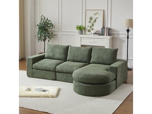 Canapé droit fixe <strong></strong> <strong></strong> 3 places Velours vert