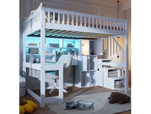 Lit mezzanine 140x200 cm <strong>MODENUIT </strong>  <strong></strong> coloris blanc