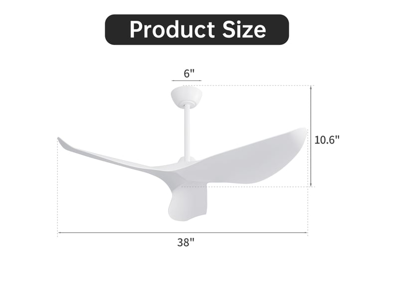  Ventilateur de plafond 96,5 cm blanc mat avec moteur dc réversible et télécommande  - Conforama C