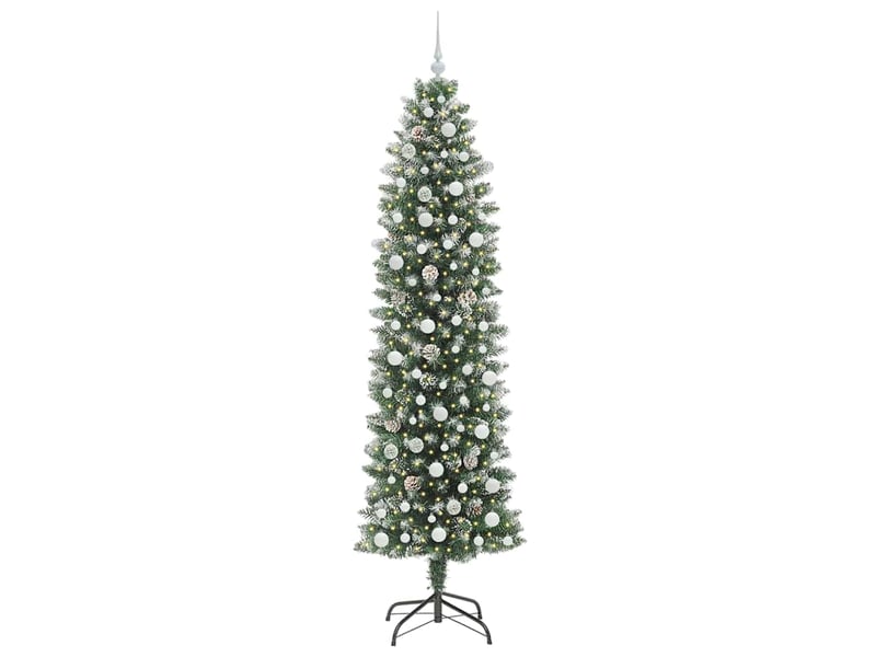  Sapin de noël, arbre de noël artificiel slim vert et blanc 240 cm cf61707  - Conforama C
