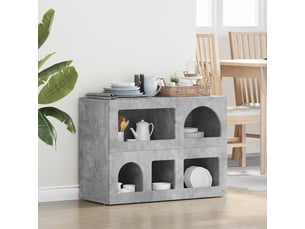Buffet cuisine, meuble de rangement, bahut elst gris béton 80,5 x 35 x 59 cm bois d'ingénierie