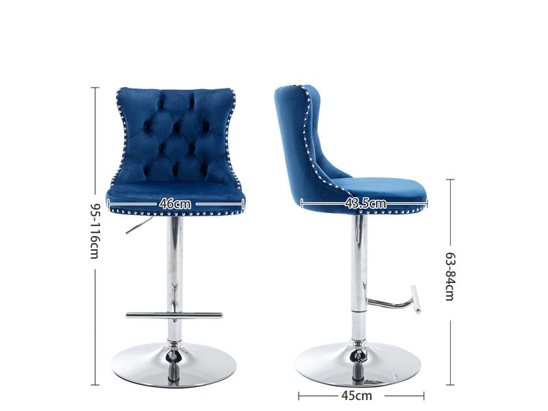  Tabouret de bar pivotant velours bleu hauteur réglable cravdom  - Conforama E