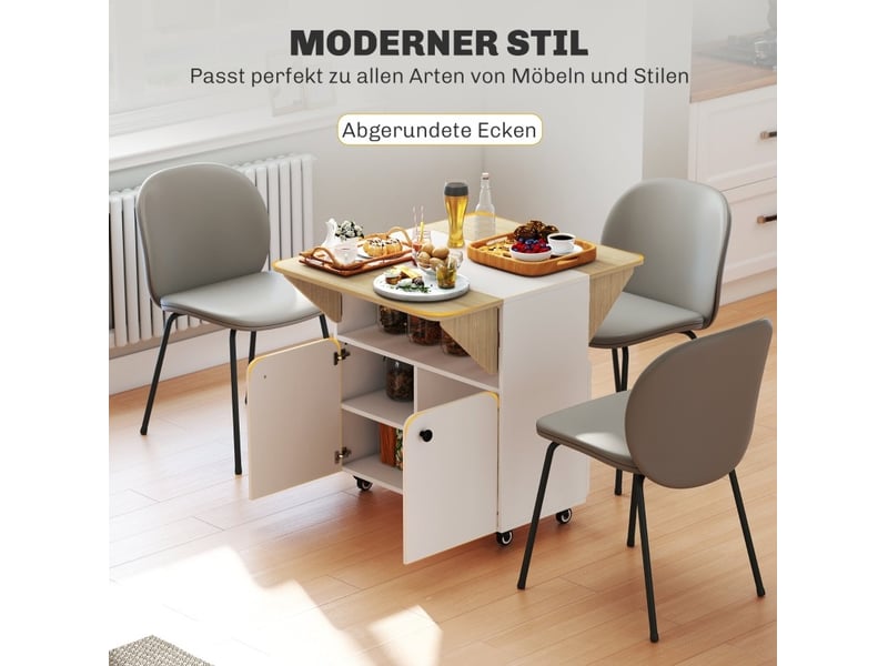  Table pliante roulante 70 x 83 x 75 cm blanche en bois, rangement et mobilité pour cuisine et salle à manger  - Conforama D