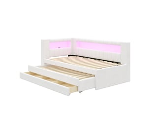 Lit banquette 90x200 cm <strong>SAPGAKS</strong> <strong></strong> coloris blanc