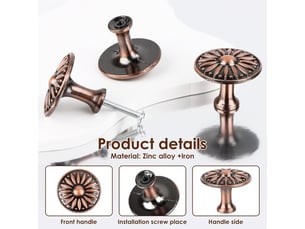 Poignées rondes de style vintage en bronze huilé, poignées pour placards, commodes et meubles avec vis