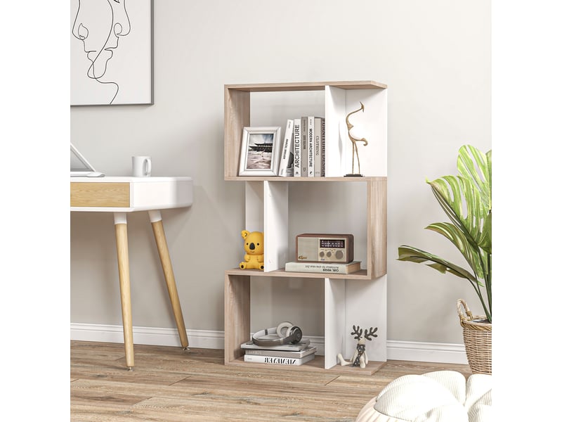  Bibliothèque de bureau moderne en bois, 3 étagères, 60 × 24 × 111,4 cm  - Conforama D