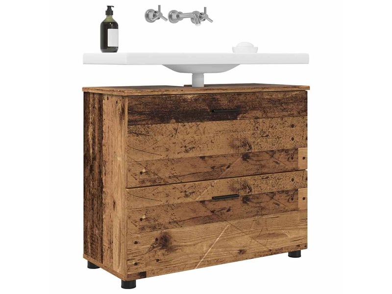 Cabinet de salle de bain, armoire salle de bain bois ancien 76,5 x 35 x 64 cm cf65271 - Conforama C