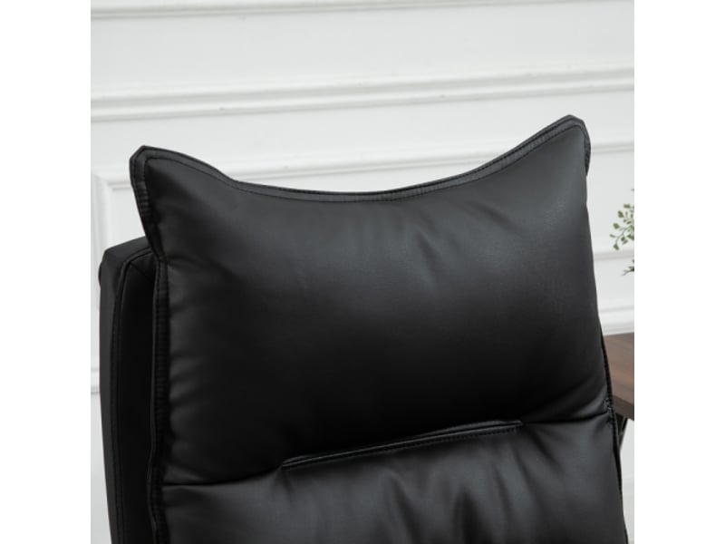  Chaise de bureau avec repose-pieds, similicuir noir, réglable, 66x72x122-130 cm  - Conforama E