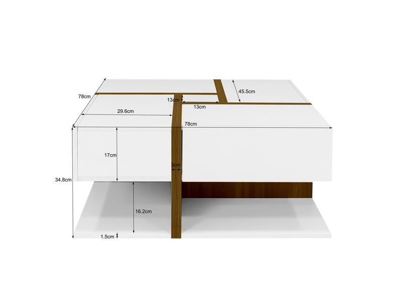  Table basse carrée blanc - 78x78 cm panneau de particules table basse blanc - Conforama C