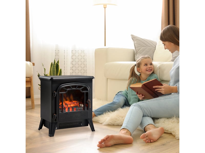  Cheminée électrique avec radiateur, finition noire, 925 w ou 1850 w  - Conforama D