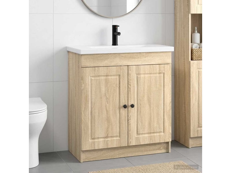  Ensemble de mobilier de salle de bain chêne sonoma shl1181  - Conforama B