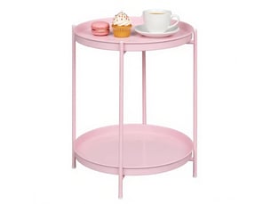 Bout de canapé 44x44x53 cm, table de salon, meuble d'appoint, rangement déco, pratique, fonctionnel, en métal, rose