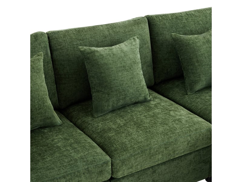 Canapé d'angle en forme de u et en l ,6 places,avec 2 tabourets et 6 coussins,278x161x81,vert  - Conforama E