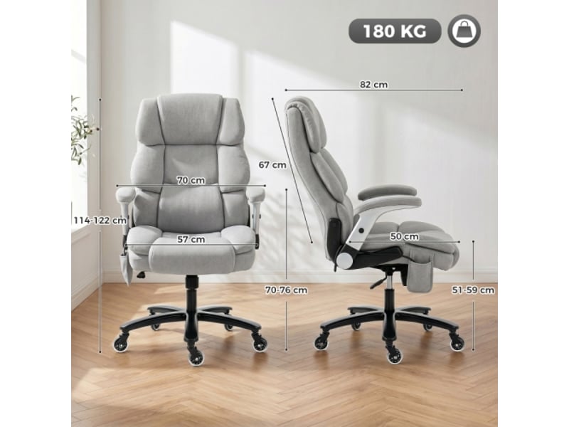 Chaise de bureau ergonomique avec soutien lombaire airbag, accoudoirs rabattables, gris clair - Conforama C