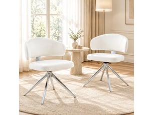 Chaises de salle à manger lot de 2 pivotantes à 360°  - dossier courbé, pieds métal, pu blanc
