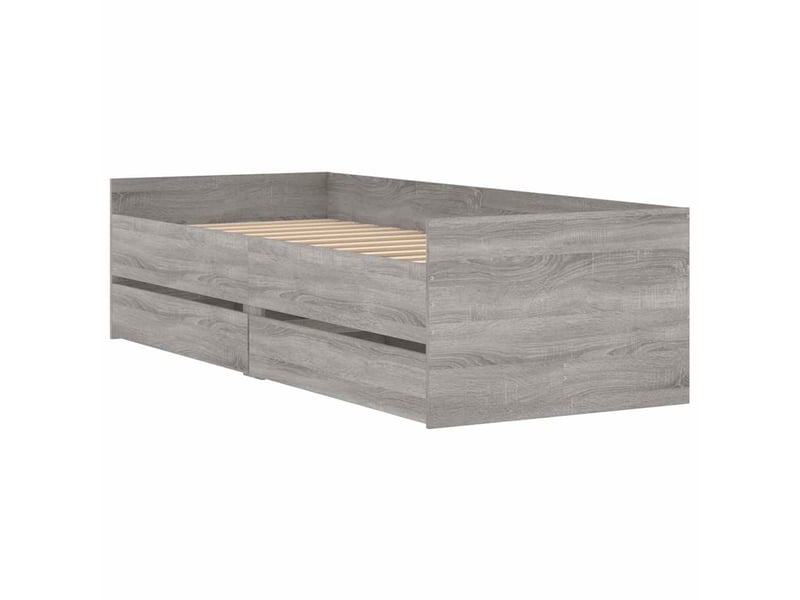  Lit simple- lit adulte -  cadre de lit avec tiroirs sans matelas sonoma gris 100x200 cm  - Conforama C