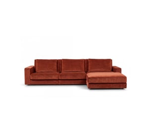 Canapé velours angle d teracotta venezia 5 pl - terracotta