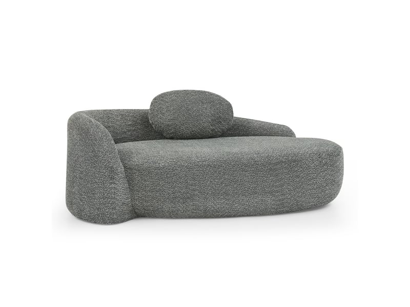 Canapé méridienne tissu bouclette - 170x96x62cm - banquette lounge arrondie avec coussin mousse haute densité - gris foncé  - Conforama A