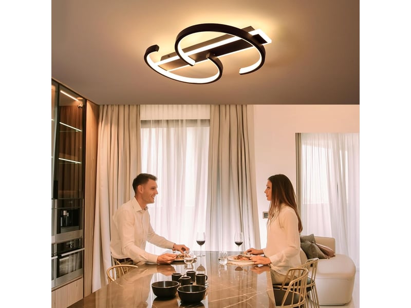  Plafonnier led dimmable noir 35w – 2 anneaux en cercle  - Conforama C